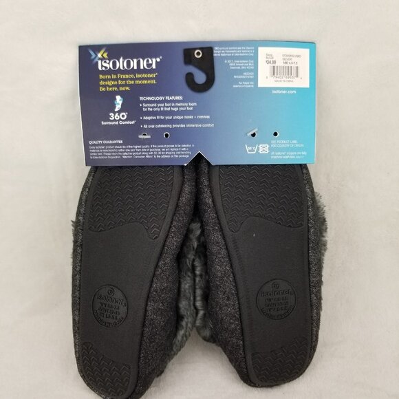 ✅Isotoner Women's Size M 6.5-7.5 Slip On Memory Foam Slippers W/Faux Fur Trim - Picture 2 of 3